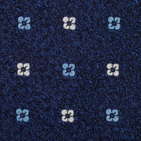 Floral Boucle Silk Tie - Navy - Hand-Rolled