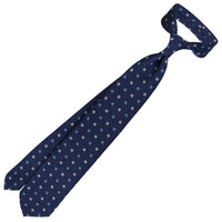 Floral Boucle Silk Tie - Navy - Hand-Rolled