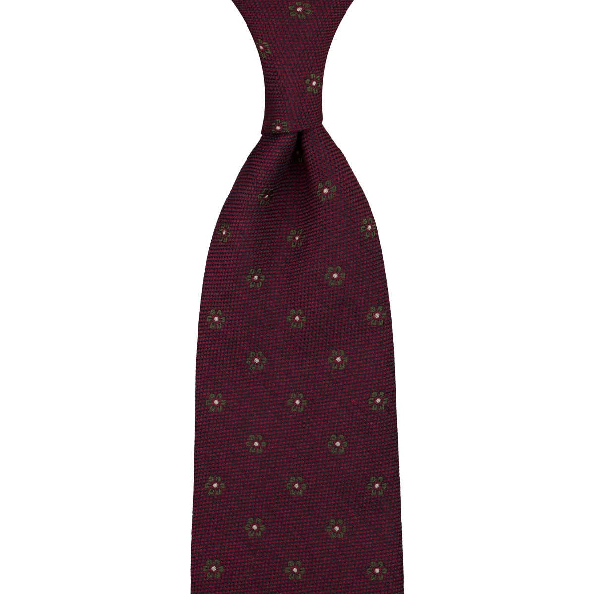 Floral Silk Tie - Burgundy - Hand-Rolled