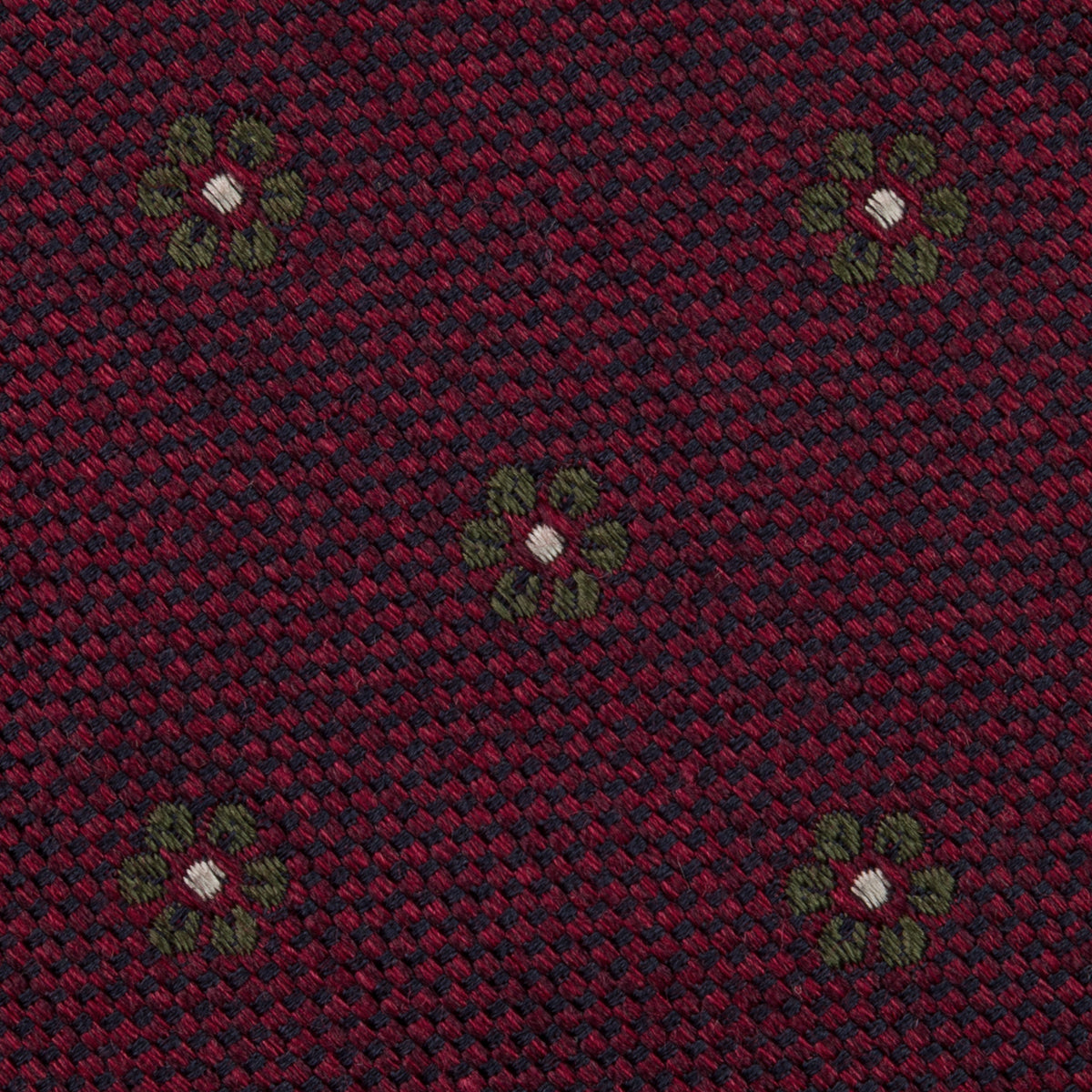 Floral Silk Tie - Burgundy - Hand-Rolled