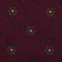 Floral Silk Tie - Burgundy - Hand-Rolled
