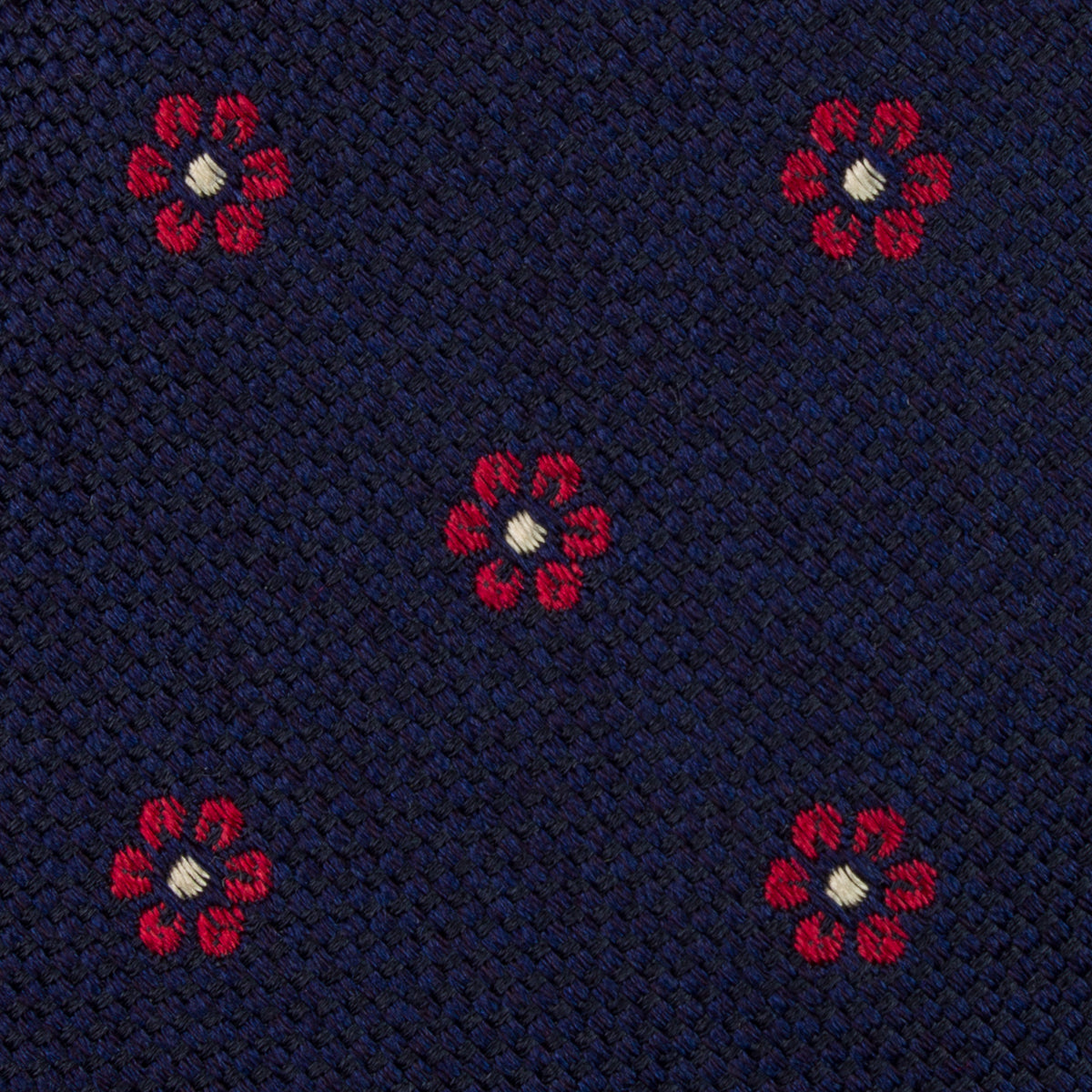 Floral Silk Tie - Navy - Hand-Rolled