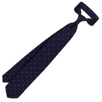 Floral Silk Tie - Navy - Hand-Rolled