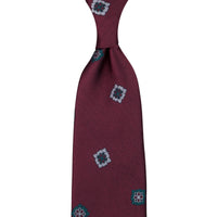 Floral Silk Tie - Burgundy - Hand-Rolled