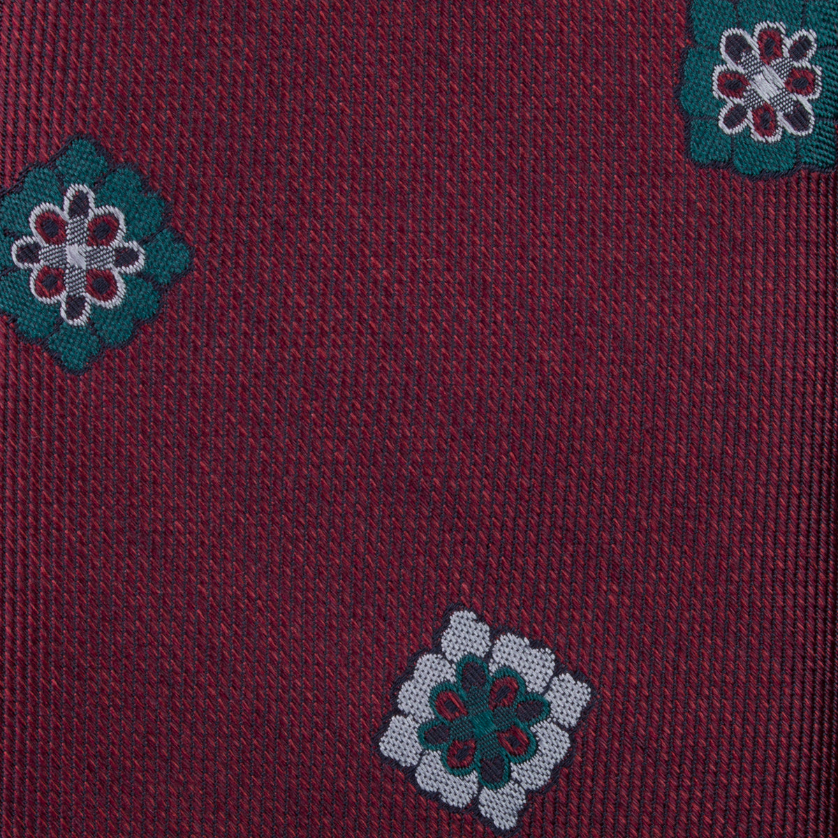 Floral Silk Tie - Burgundy - Hand-Rolled