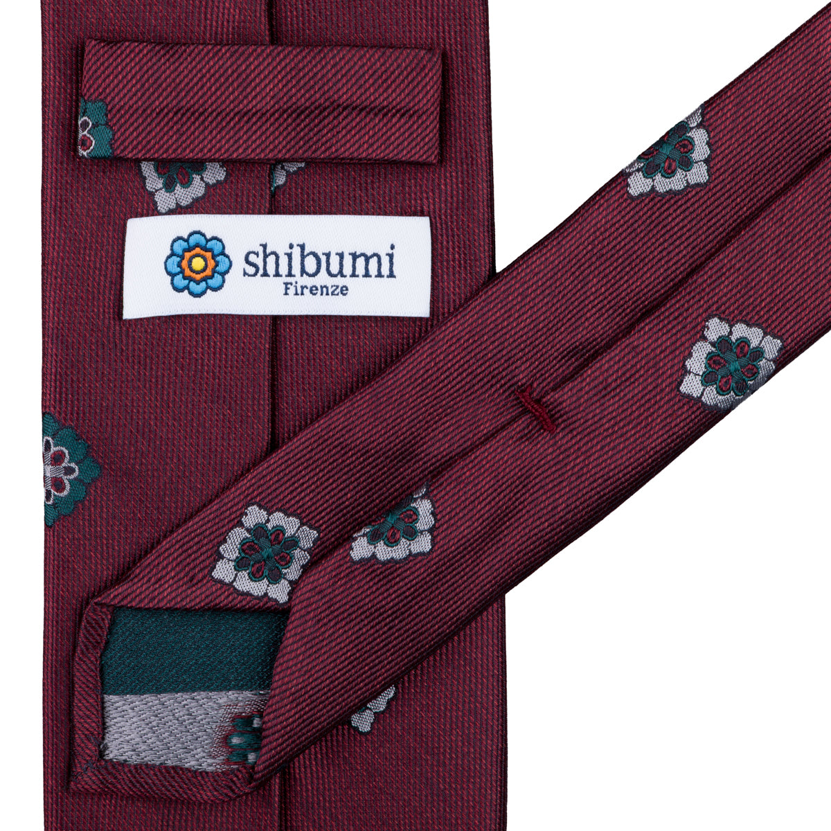 Floral Silk Tie - Burgundy - Hand-Rolled