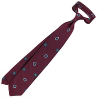 Floral Silk Tie - Burgundy - Hand-Rolled