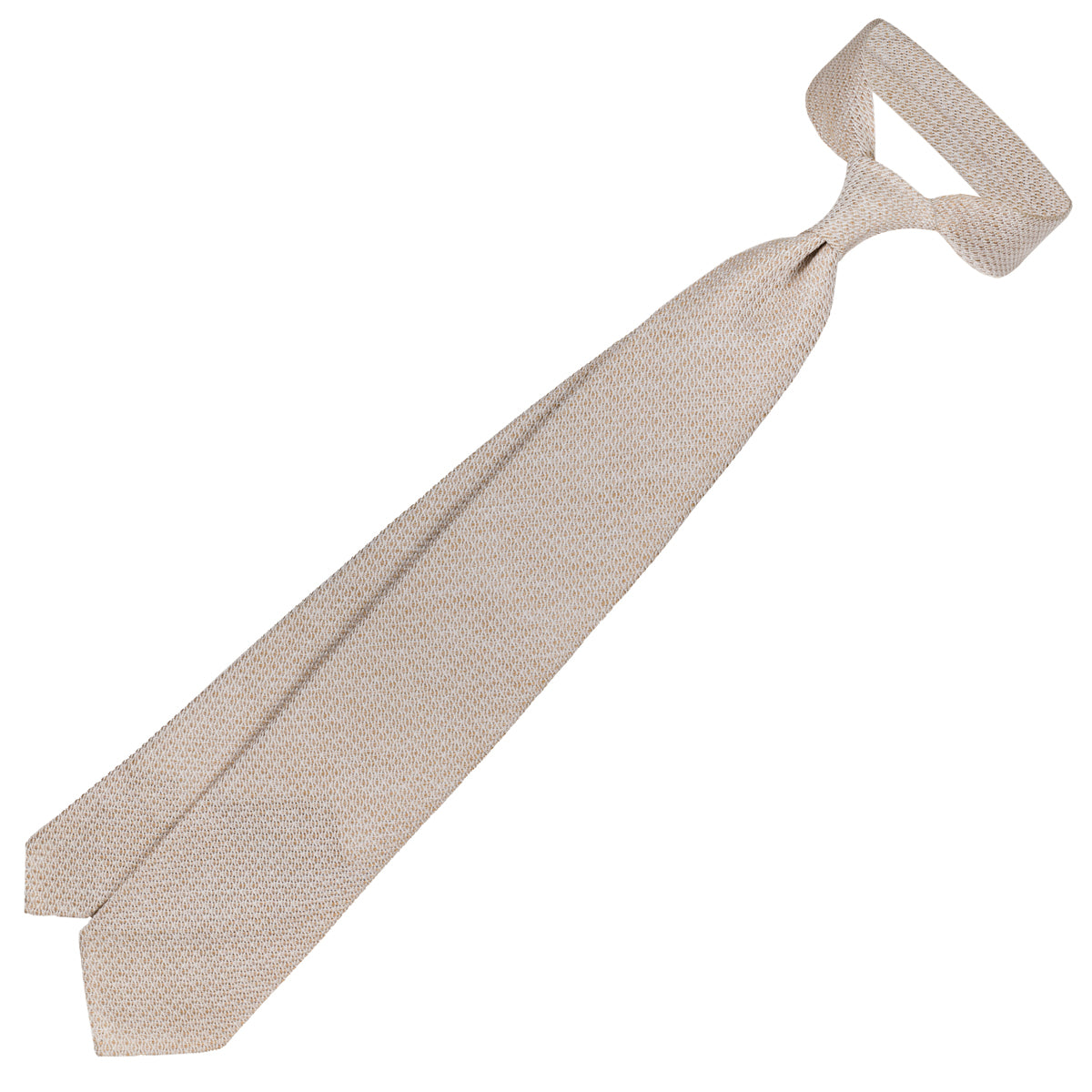 Bi-Color Grossa Grenadine Silk Tie - Beige - Hand-Rolled