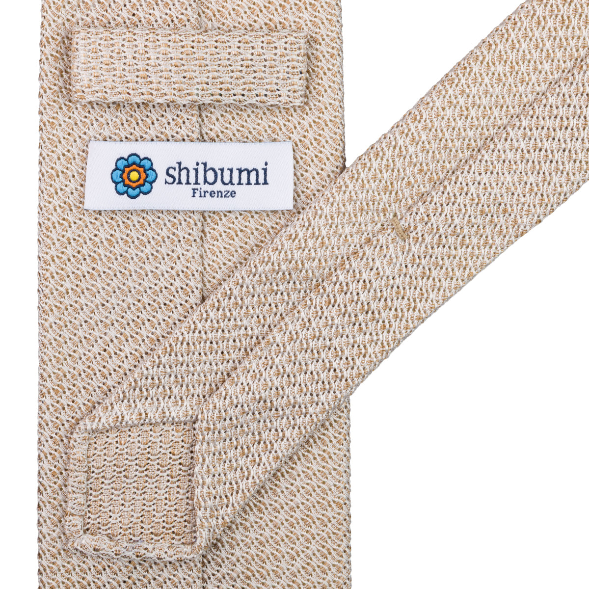 Bi-Color Grossa Grenadine Silk Tie - Beige - Hand-Rolled