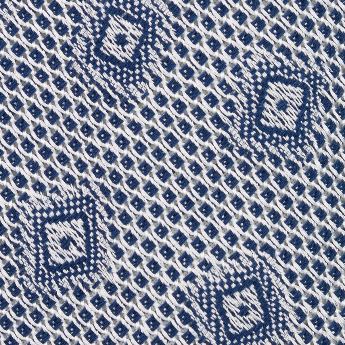 Geometrical Fina Grenadine Silk Tie - Blue - Hand-Rolled