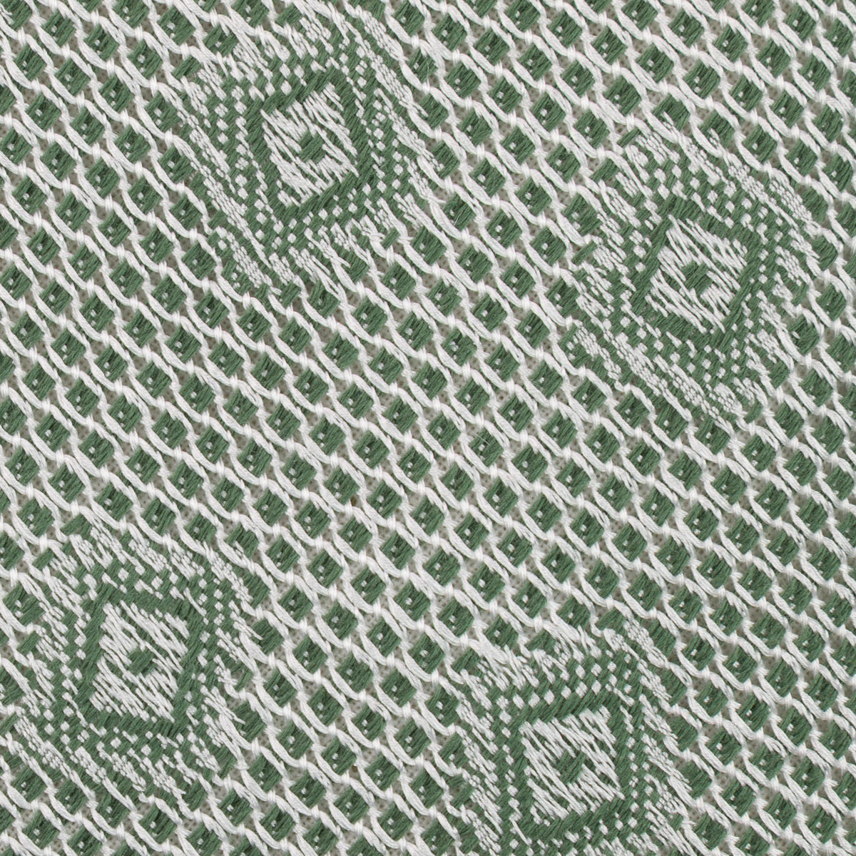 Geometrical Fina Grenadine Silk Tie - Green - Hand-Rolled