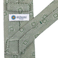 Geometrical Fina Grenadine Silk Tie - Green - Hand-Rolled