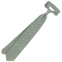 Geometrical Fina Grenadine Silk Tie - Green - Hand-Rolled