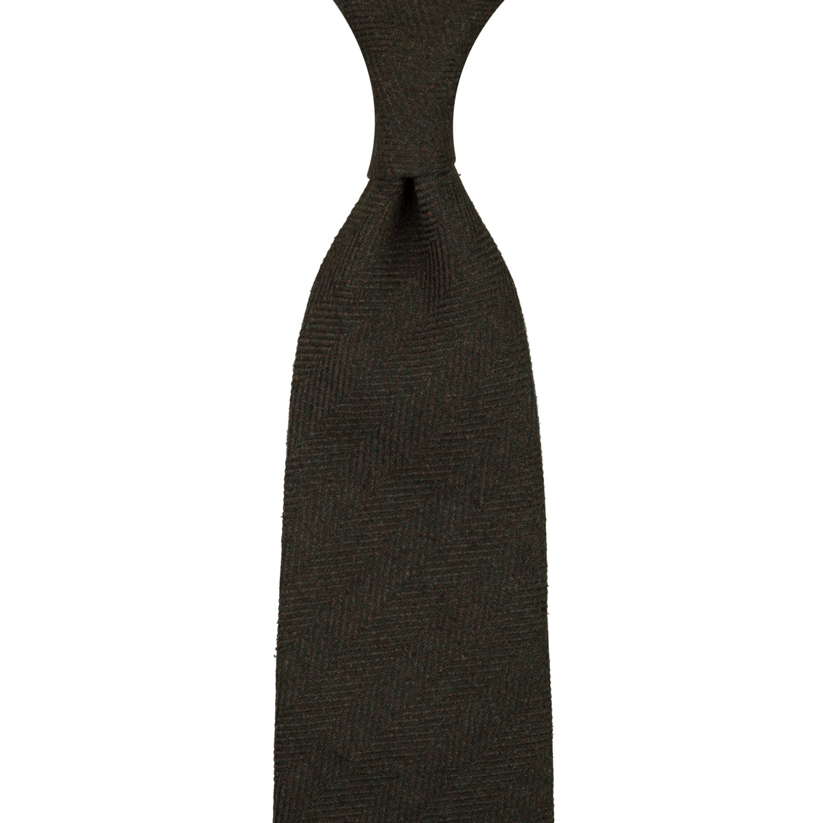 Maison Hellard Herringbone Linen Tie - Highland Green - Hand-Rolled