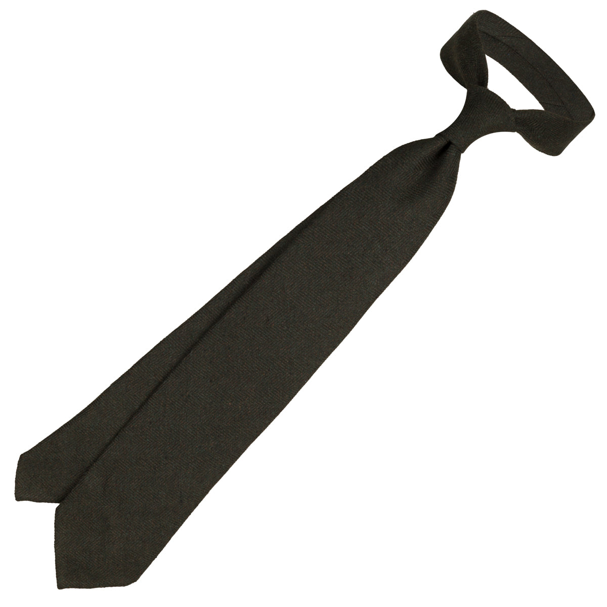 Maison Hellard Herringbone Linen Tie - Highland Green - Hand-Rolled