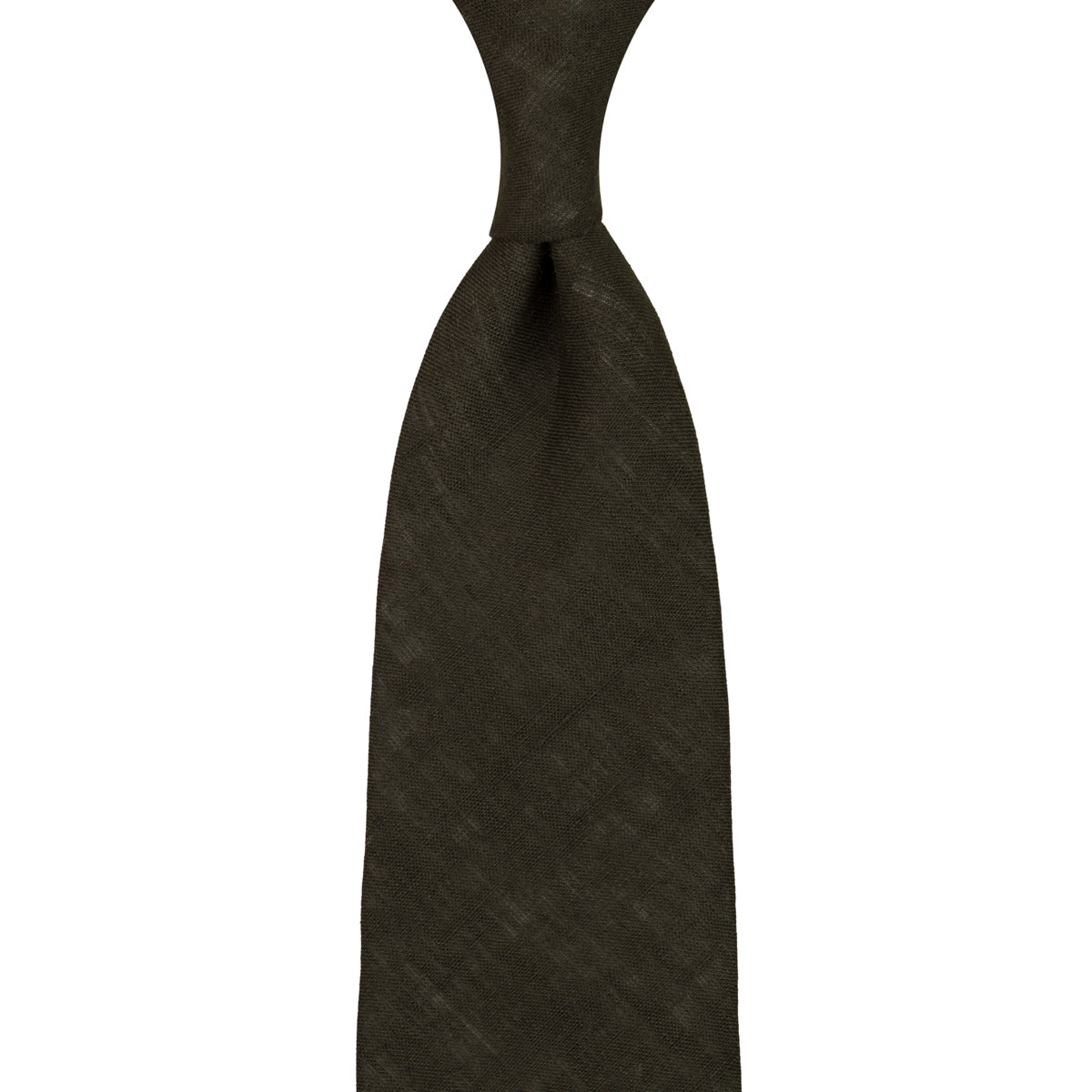Japanese Ramie Tie - Dark Olive - Hand-Rolled