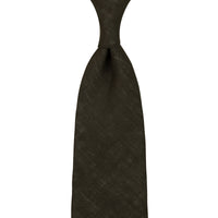 Japanese Ramie Tie - Dark Olive - Hand-Rolled