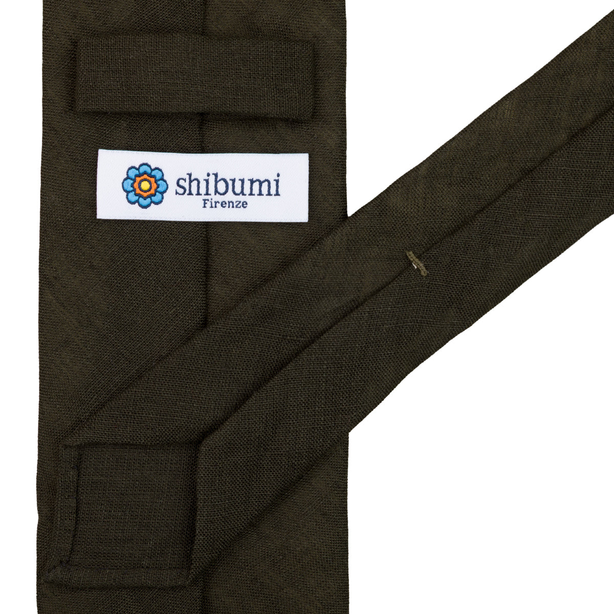 Japanese Ramie Tie - Dark Olive - Hand-Rolled
