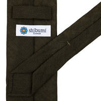 Japanese Ramie Tie - Dark Olive - Hand-Rolled