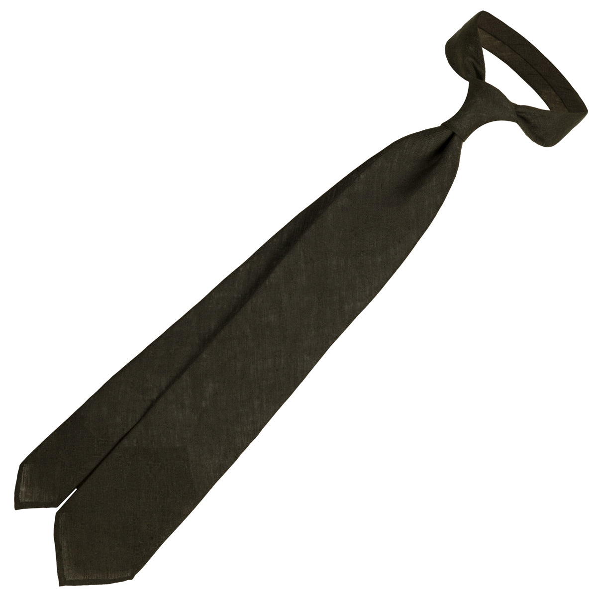Japanese Ramie Tie - Dark Olive - Hand-Rolled