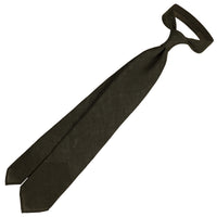 Japanese Ramie Tie - Dark Olive - Hand-Rolled