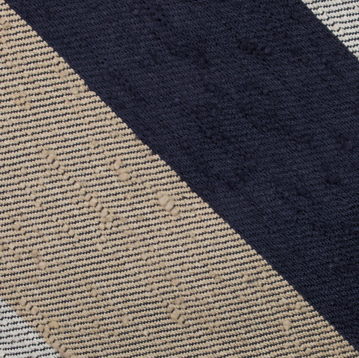 Striped Shantung Silk Tie - Navy / Beige / White