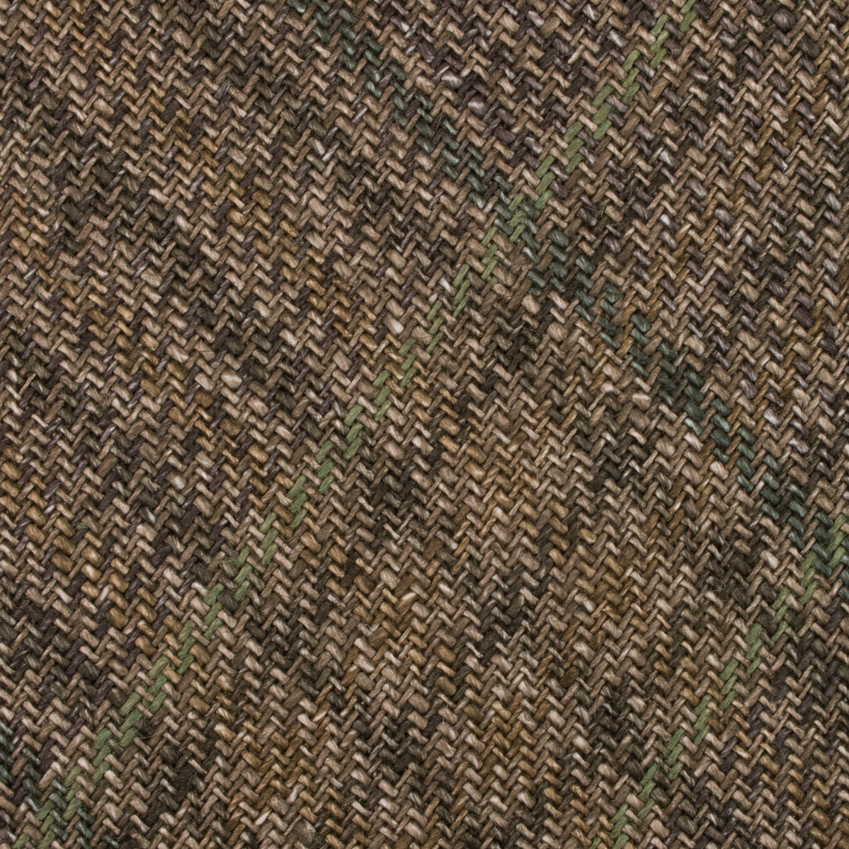 Maison Hellard Checked Linen Tie - Brown / Green - Hand-Rolled