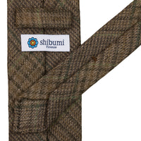 Maison Hellard Checked Linen Tie - Brown / Green - Hand-Rolled