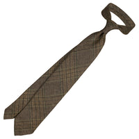 Maison Hellard Checked Linen Tie - Brown / Green - Hand-Rolled