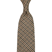 Maison Hellard Checked Linen Tie - Beige / Green - Hand-Rolled