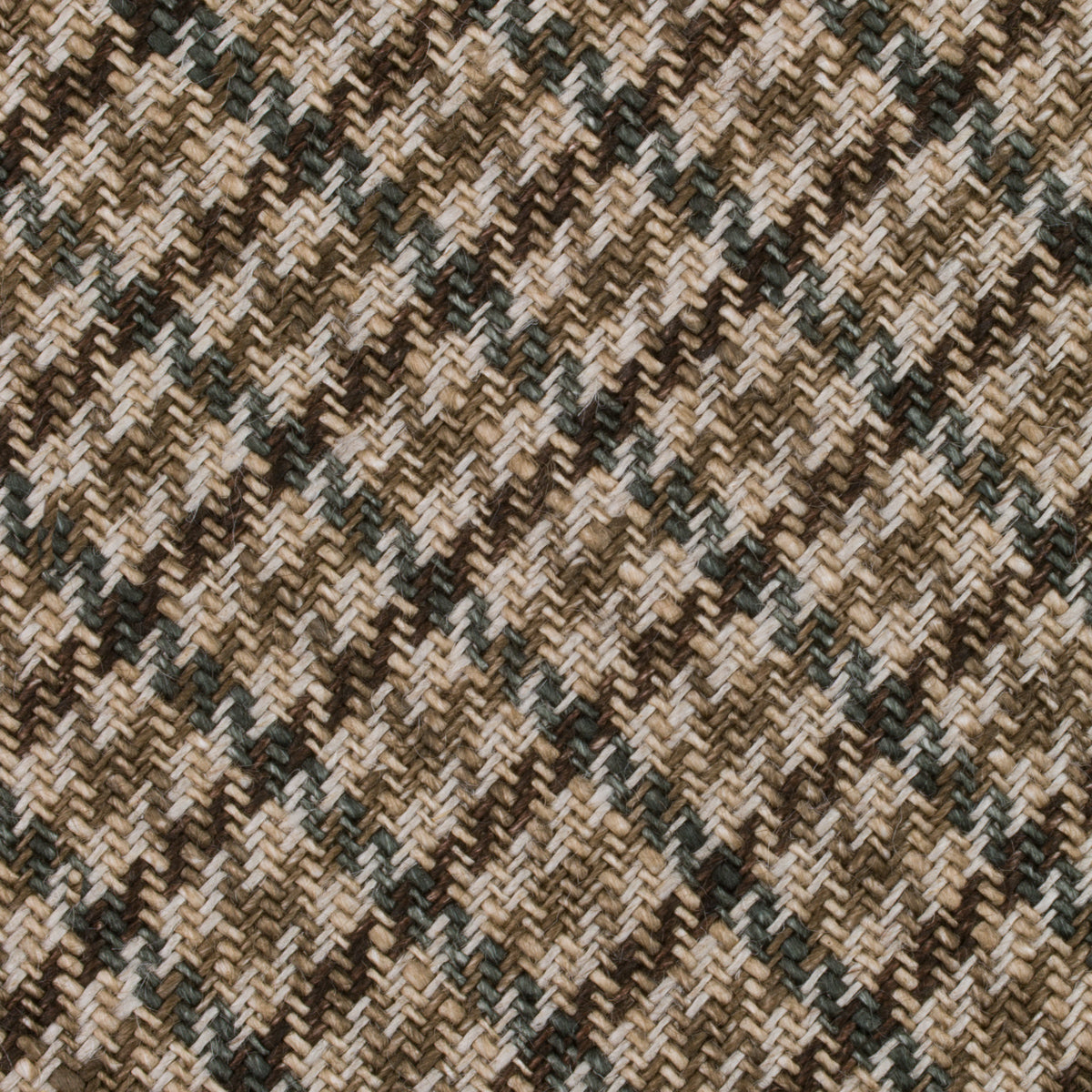 Maison Hellard Checked Linen Tie - Beige / Green - Hand-Rolled