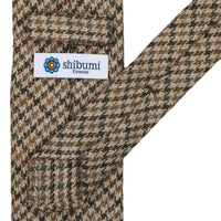 Maison Hellard Checked Linen Tie - Beige / Green - Hand-Rolled