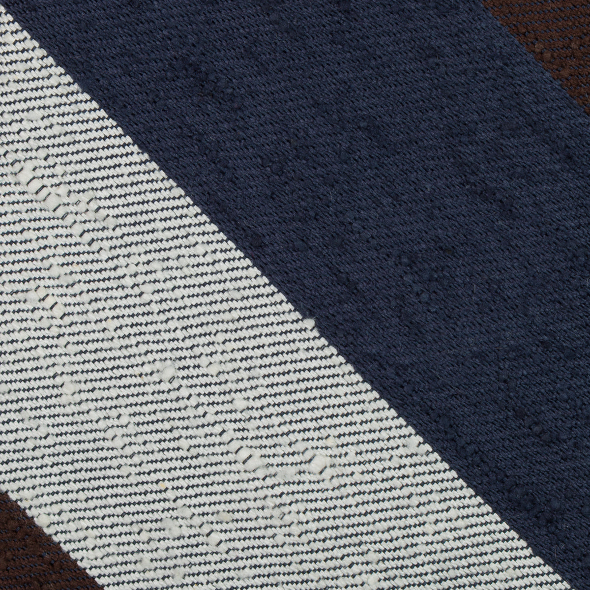 Striped Shantung Silk Tie - Navy / Brown / White