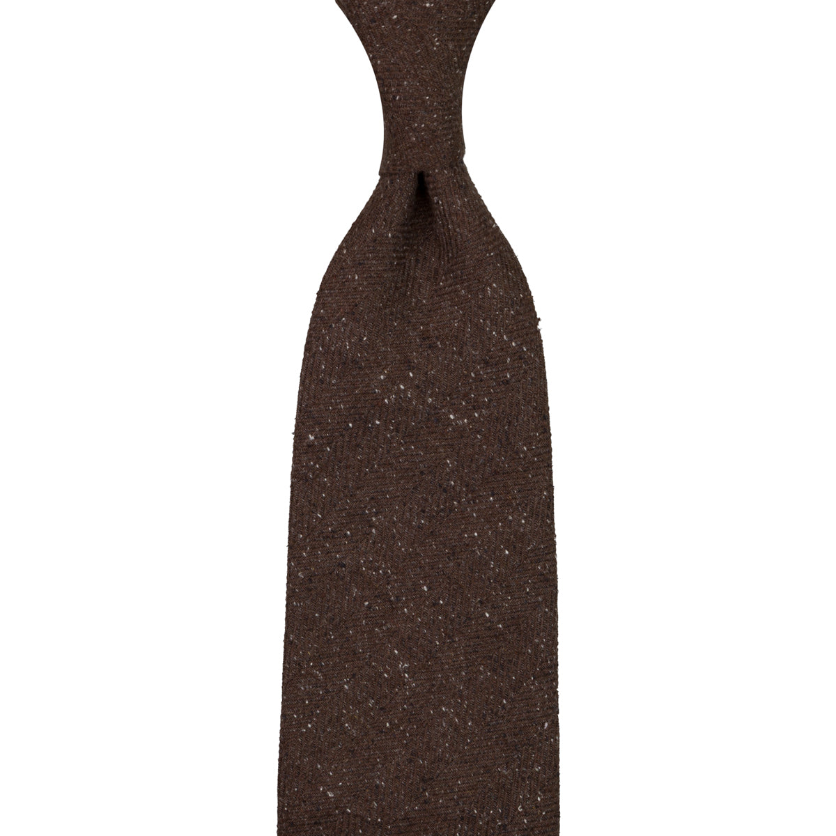 Maison Hellard Herringbone Linen Tie - Brown - Hand-Rolled