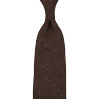 Maison Hellard Herringbone Linen Tie - Brown - Hand-Rolled