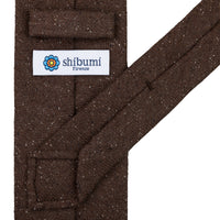 Maison Hellard Herringbone Linen Tie - Brown - Hand-Rolled