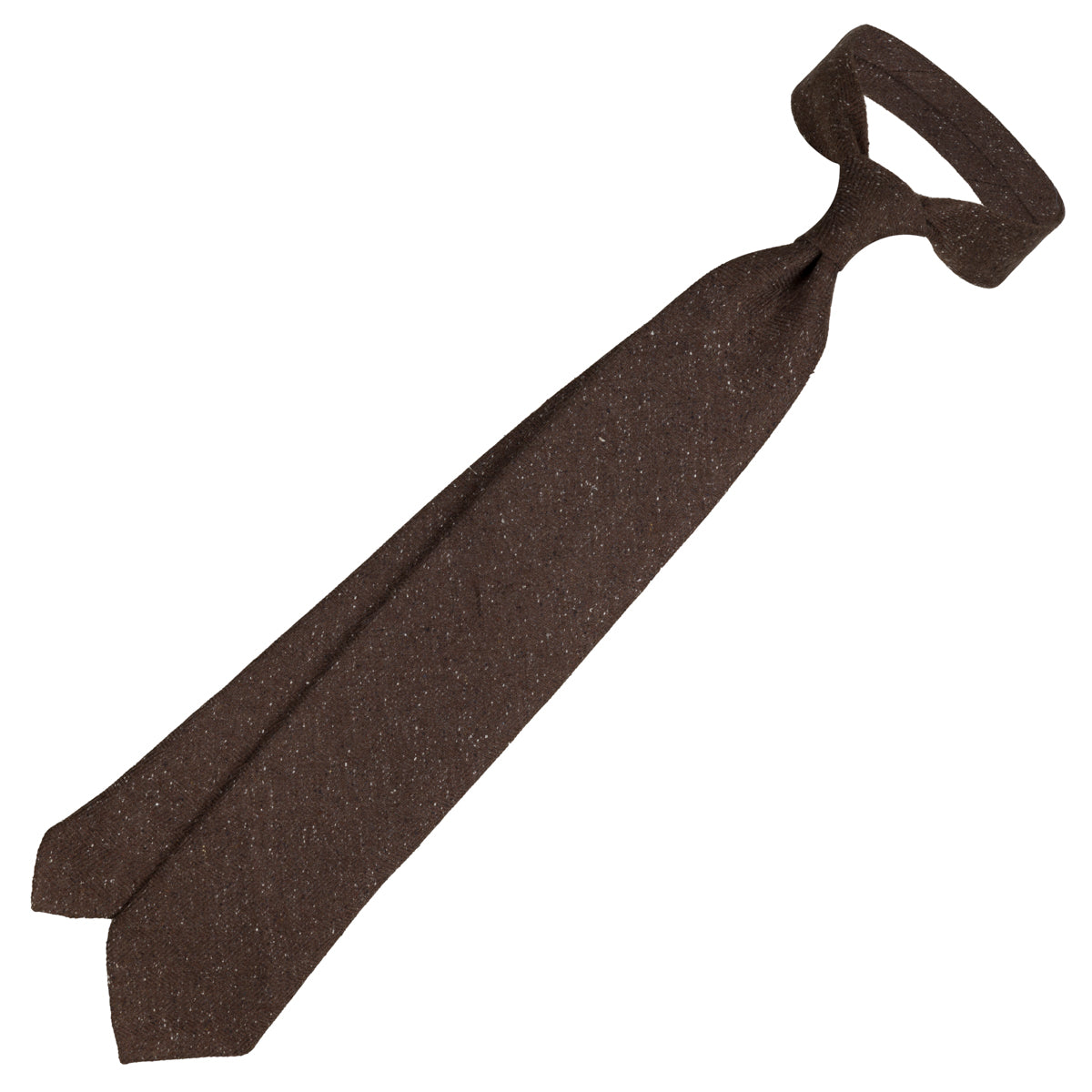 Maison Hellard Herringbone Linen Tie - Brown - Hand-Rolled