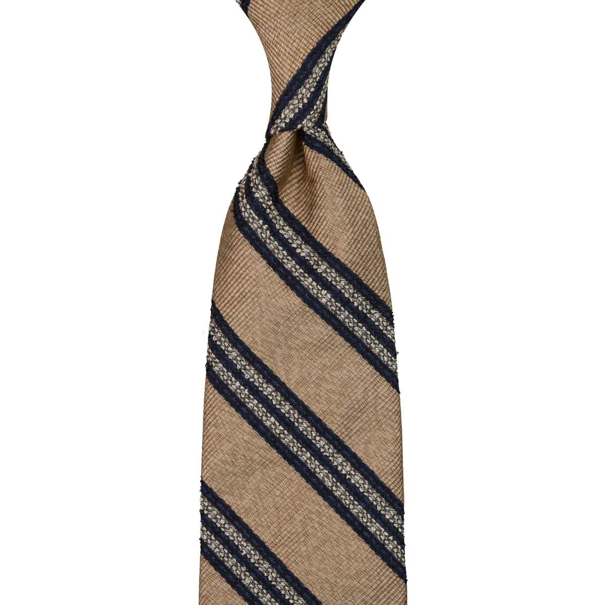 Striped Shantung / Repp Silk / Cotton Tie - Beige Mottled