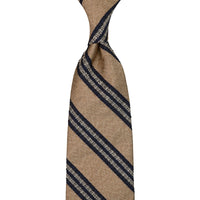 Striped Shantung / Repp Silk / Cotton Tie - Beige Mottled