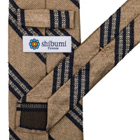 Striped Shantung / Repp Silk / Cotton Tie - Beige Mottled
