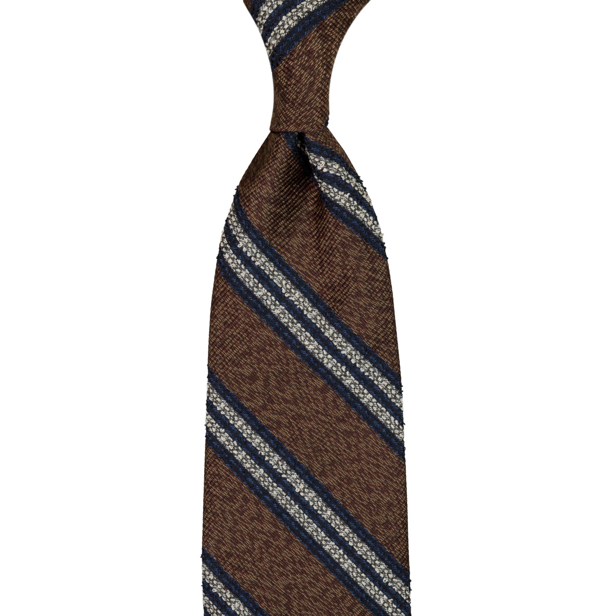 Striped Shantung / Repp Silk / Cotton Tie - Brown Mottled