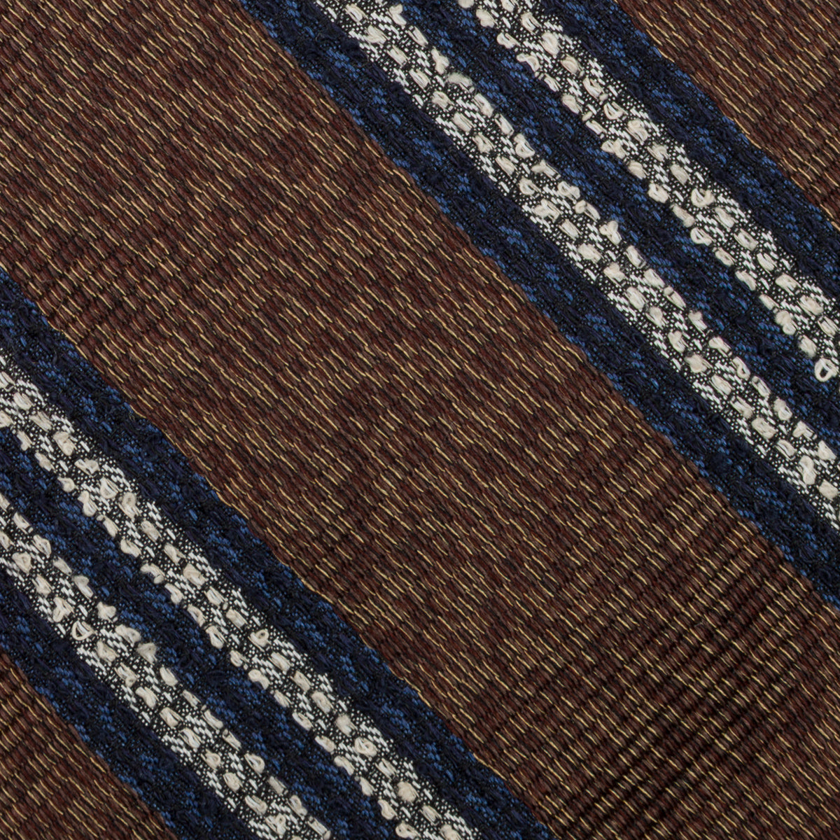 Striped Shantung / Repp Silk / Cotton Tie - Brown Mottled