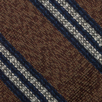 Striped Shantung / Repp Silk / Cotton Tie - Brown Mottled