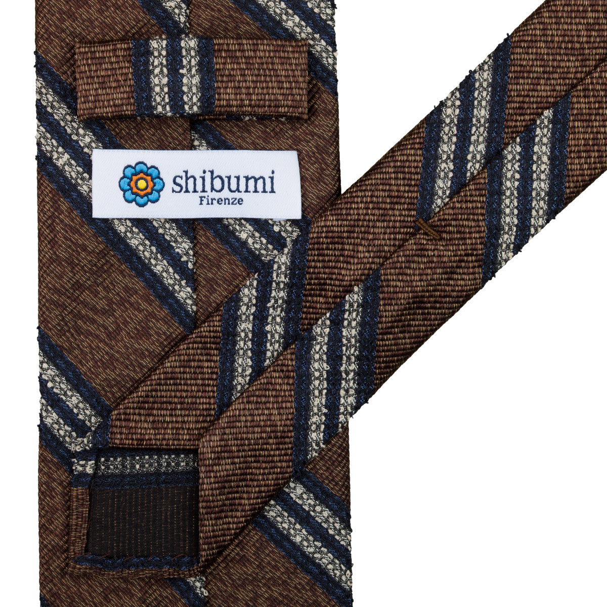 Striped Shantung / Repp Silk / Cotton Tie - Brown Mottled