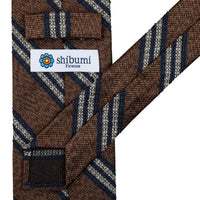 Striped Shantung / Repp Silk / Cotton Tie - Brown Mottled
