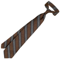 Striped Shantung / Repp Silk / Cotton Tie - Brown Mottled