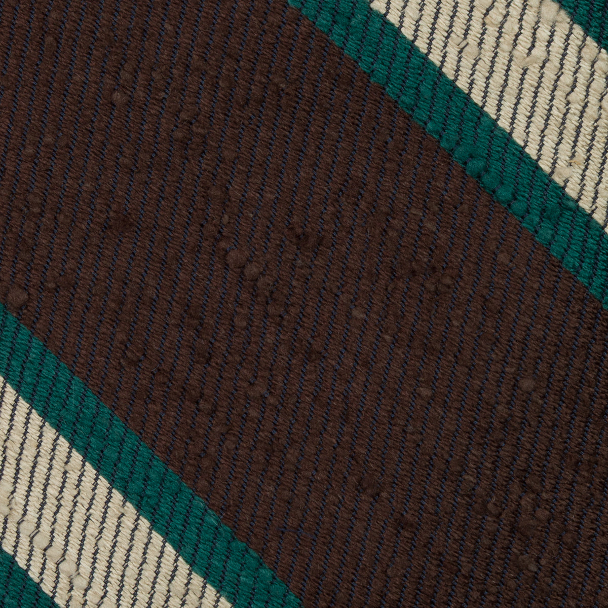 Striped Shantung Silk Tie - Brown / Forest / Beige