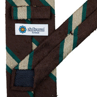 Striped Shantung Silk Tie - Brown / Forest / Beige