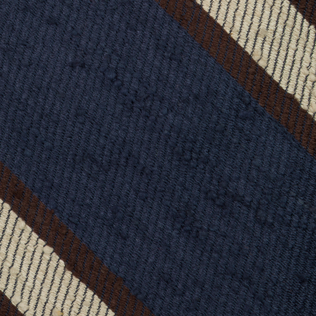 Striped Shantung Silk Tie - Navy / Brown / Beige