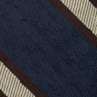 Striped Shantung Silk Tie - Navy / Brown / Beige